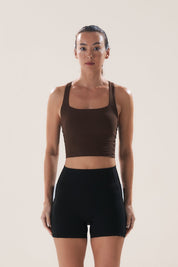 Boxy Longline Bra in Walnut
