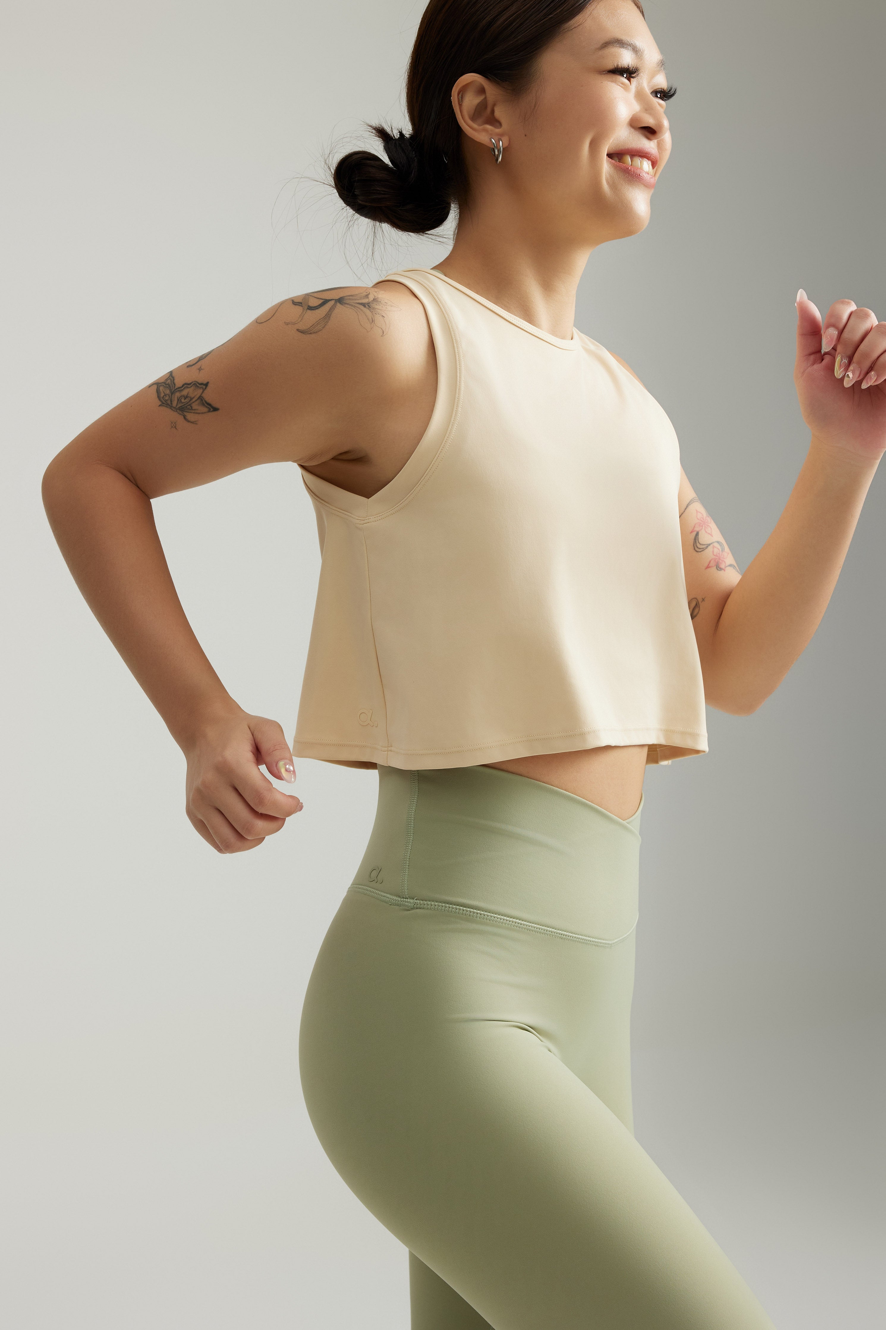 Swiftly Breathe Relaxed-Fit Crop Tank Top, Seoul/Grey Sage