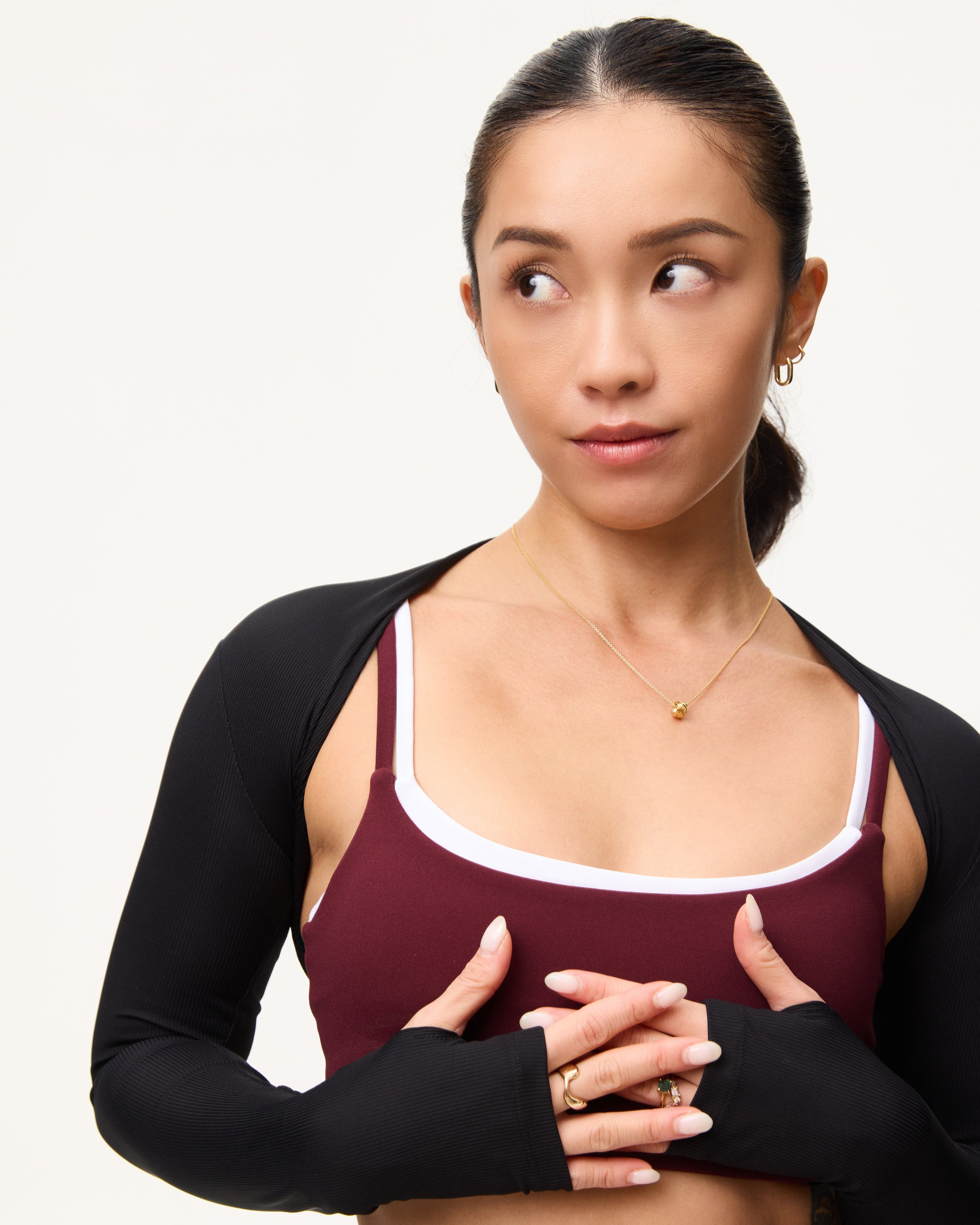 [AA x Eugena] Crop Bolero (Rib) in Black Sesame