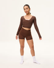 [AA x Eugena] Wrap Top (Rib) in Chocolate