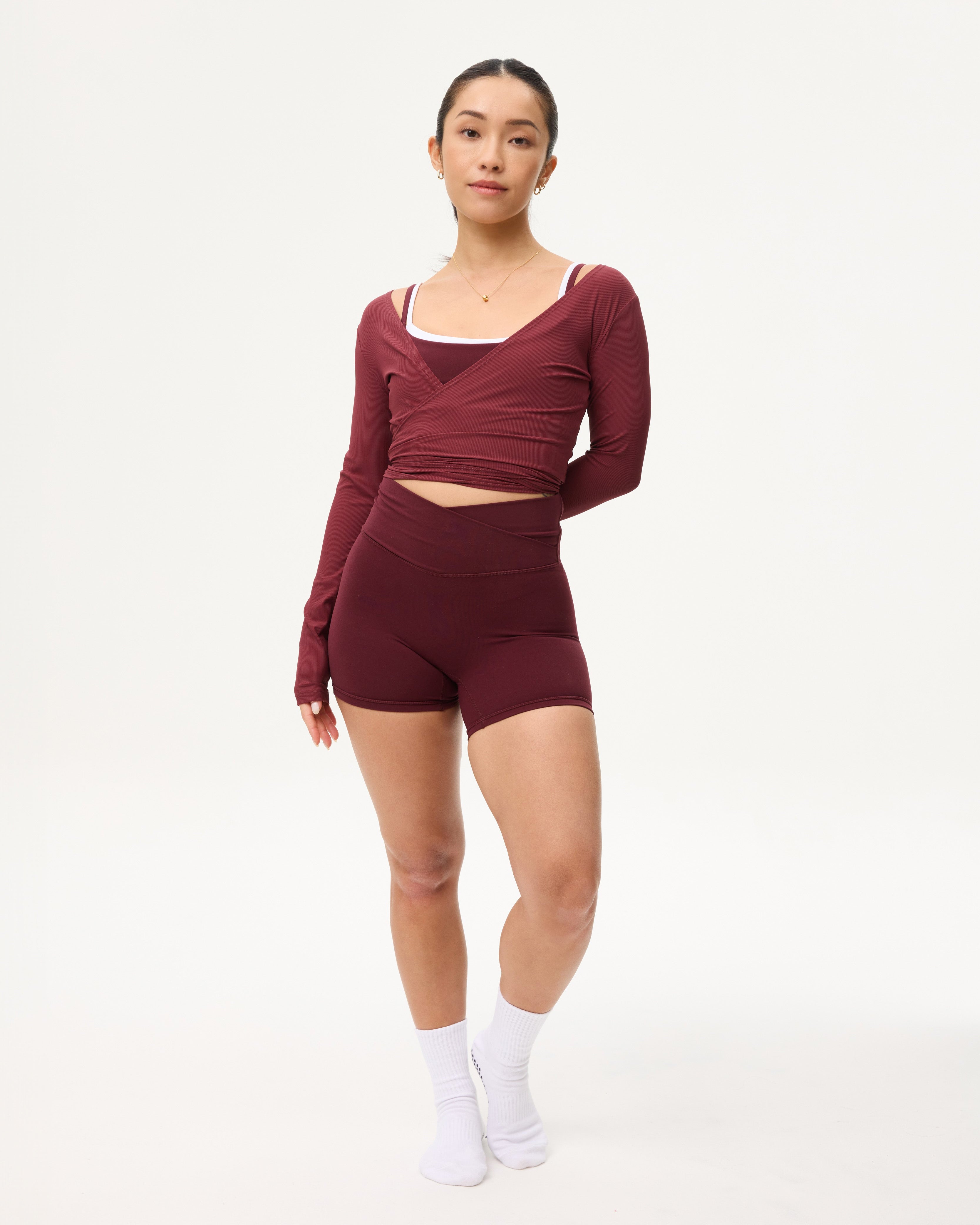 [AA x Eugena] Wrap Top (Rib) in Crush