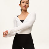 [AA x Eugena] Wrap Top (Rib) in Yoghurt