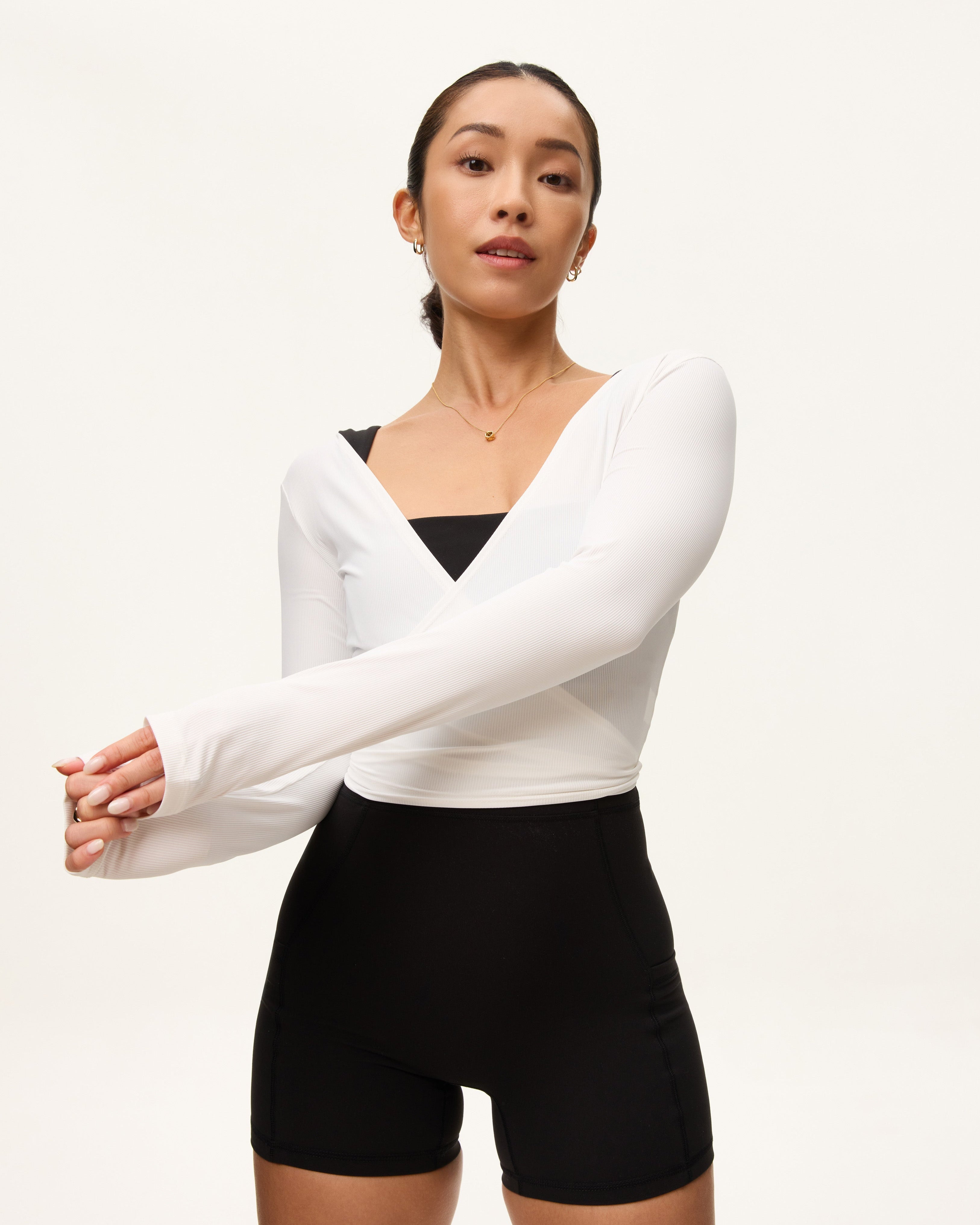 [AA x Eugena] Wrap Top (Rib) in Yoghurt