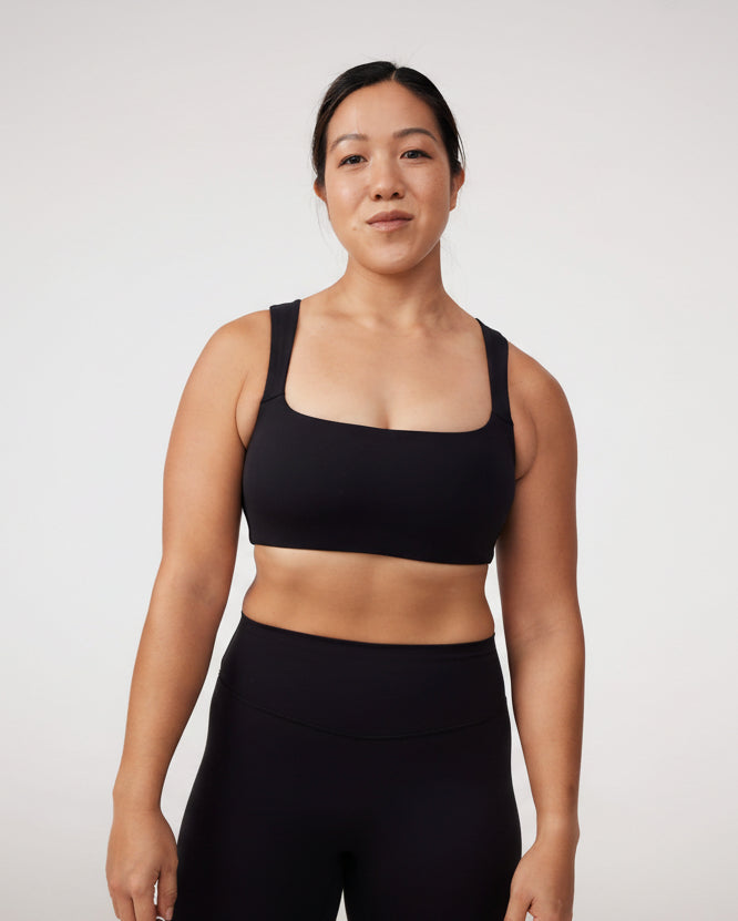 Square Neck Bra in Black Sesame