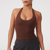 Halter Longline Bra in Chocolate