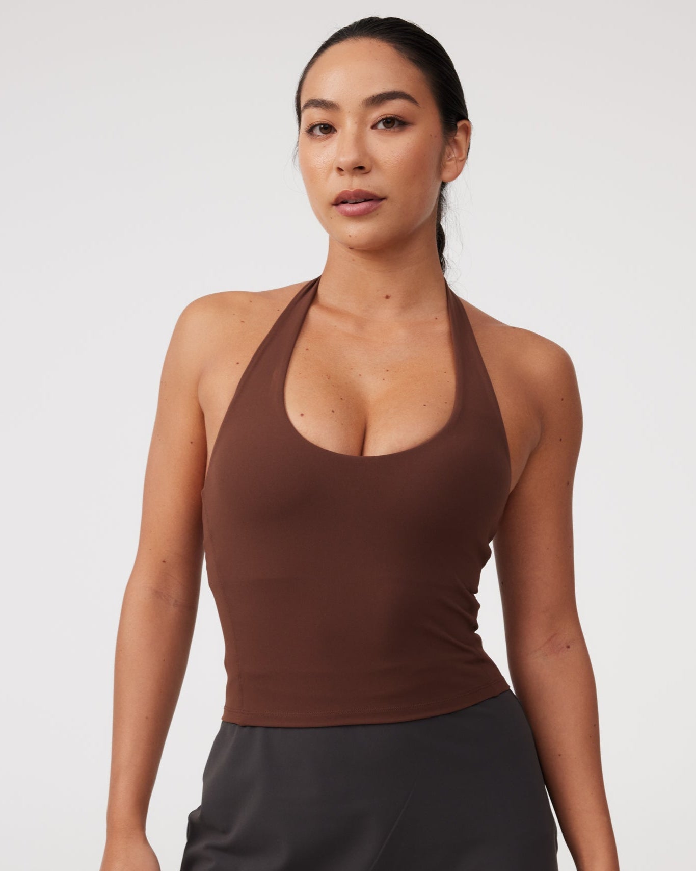 Halter Longline Bra in Chocolate