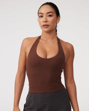 Halter Longline Bra in Chocolate