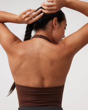 Halter Longline Bra in Chocolate