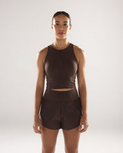 Race Day High Neck Crop in Espresso