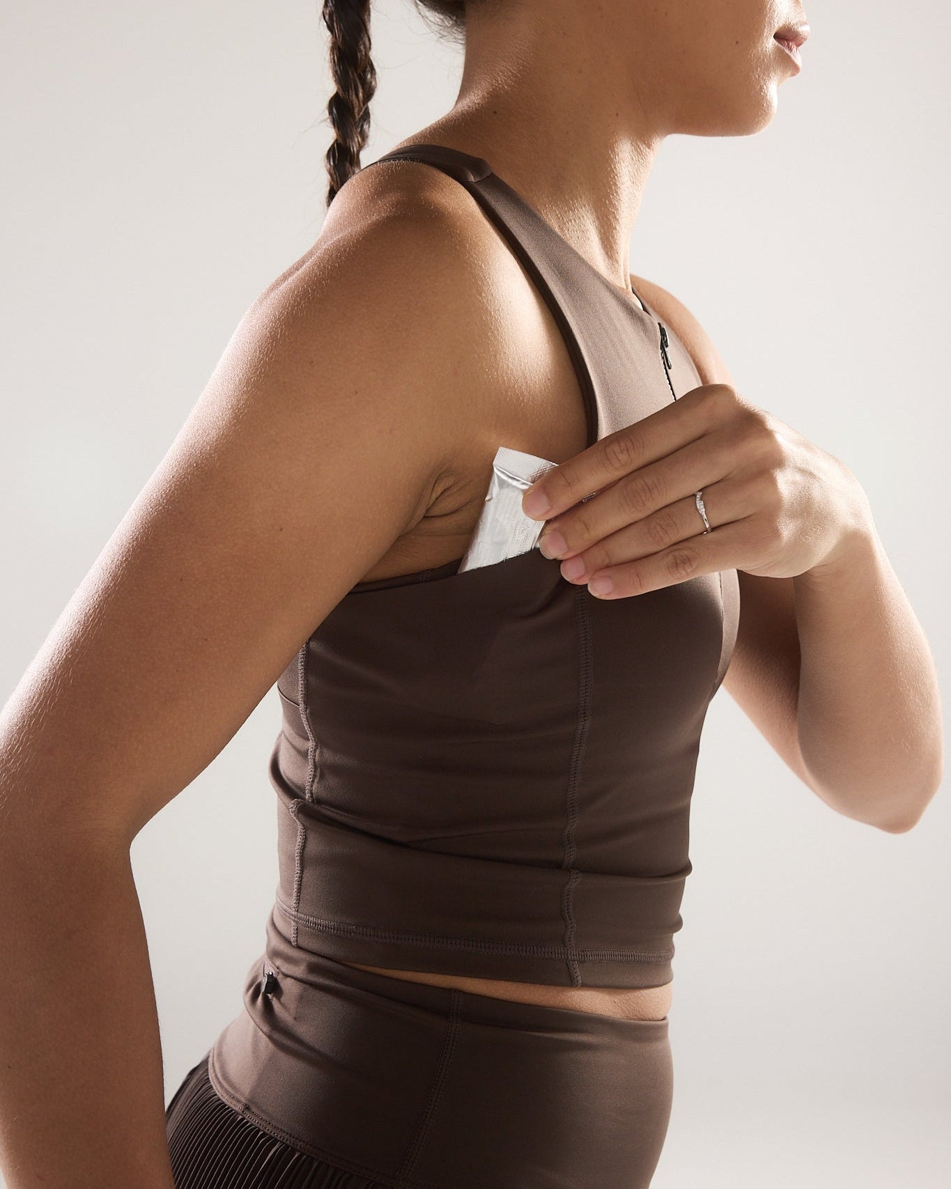 Race Day High Neck Crop in Espresso
