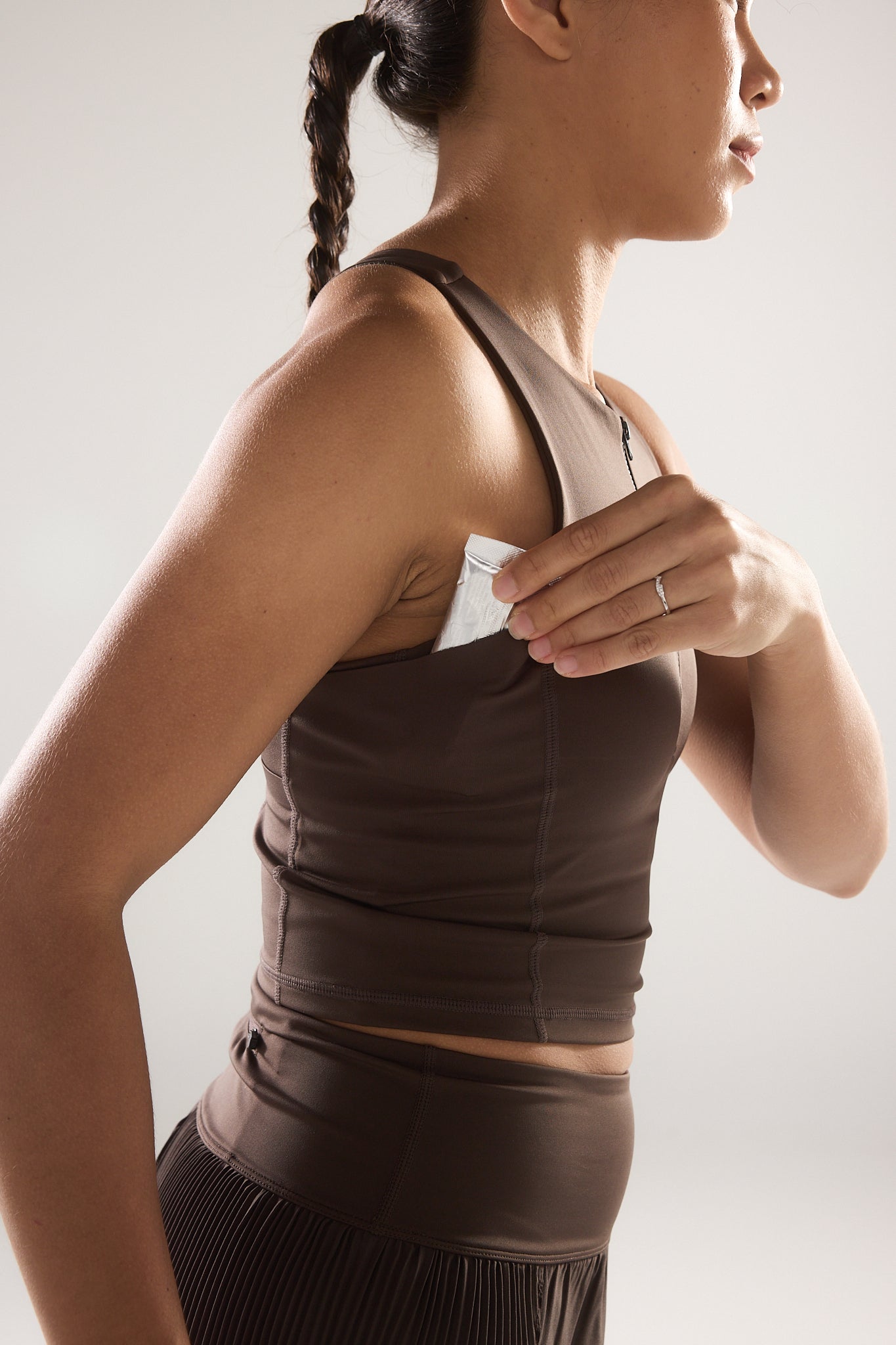 Race Day High Neck Crop in Espresso