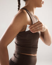Race Day High Neck Crop in Espresso
