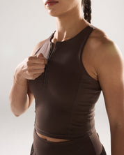 Race Day High Neck Crop in Espresso