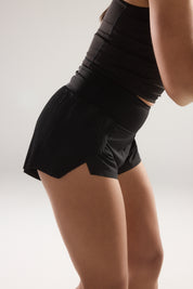Split Shorts in Black Sesame