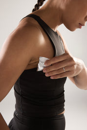 Race Day High Neck Crop in Black Sesame