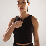 Race Day High Neck Crop in Black Sesame