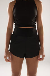 Split Shorts in Black Sesame