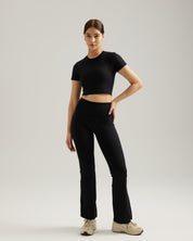 Short Sleeve Crop in Black Sesame