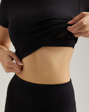 Short Sleeve Crop in Black Sesame