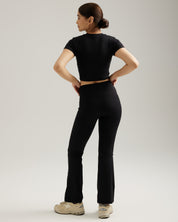 Short Sleeve Crop in Black Sesame