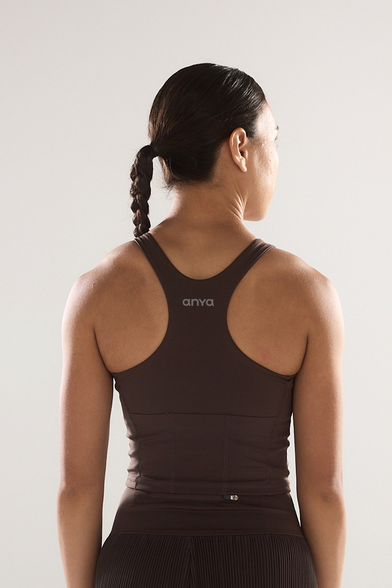 Race Day High Neck Crop in Espresso
