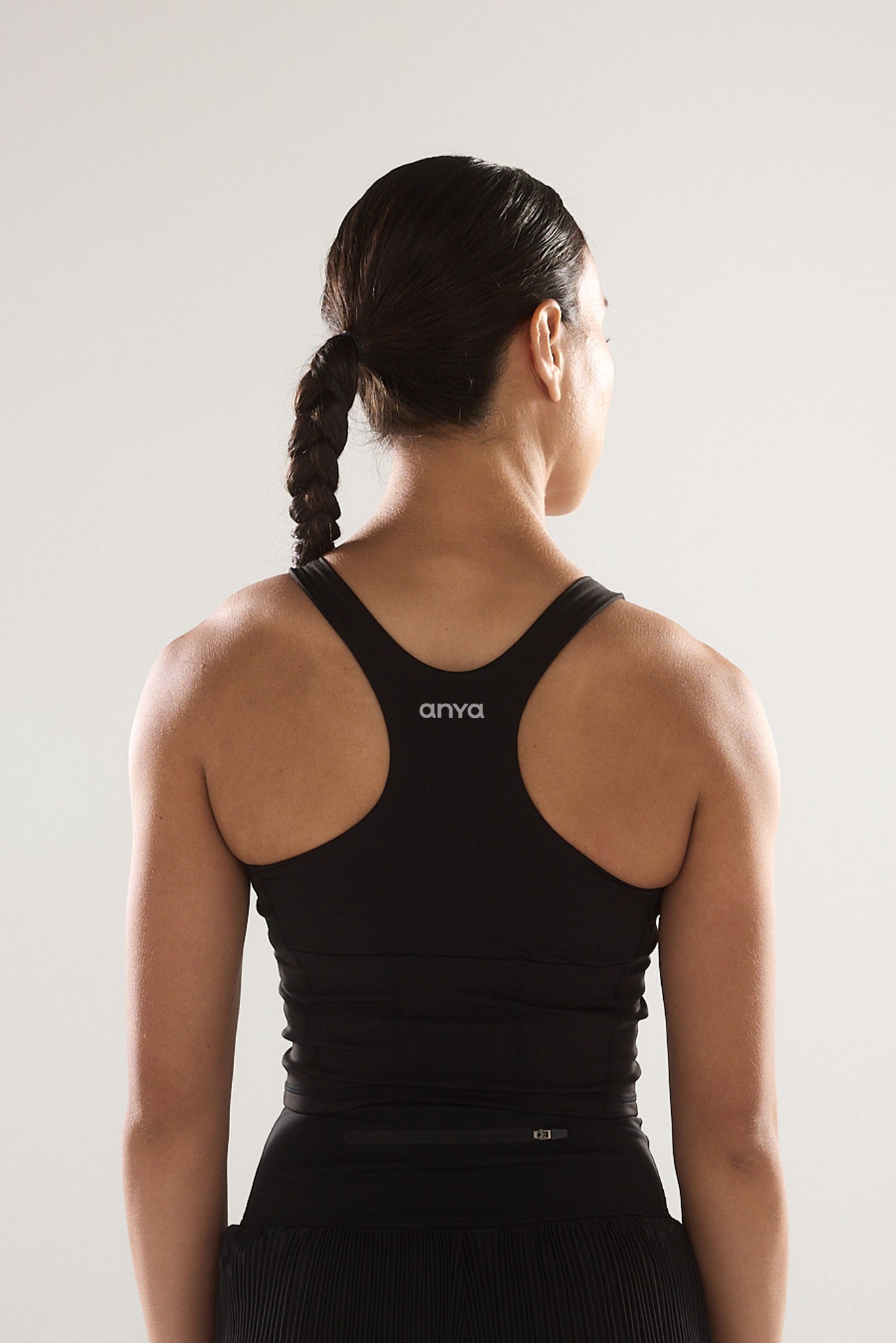 Race Day High Neck Crop in Black Sesame