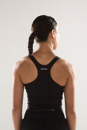 Race Day High Neck Crop in Black Sesame