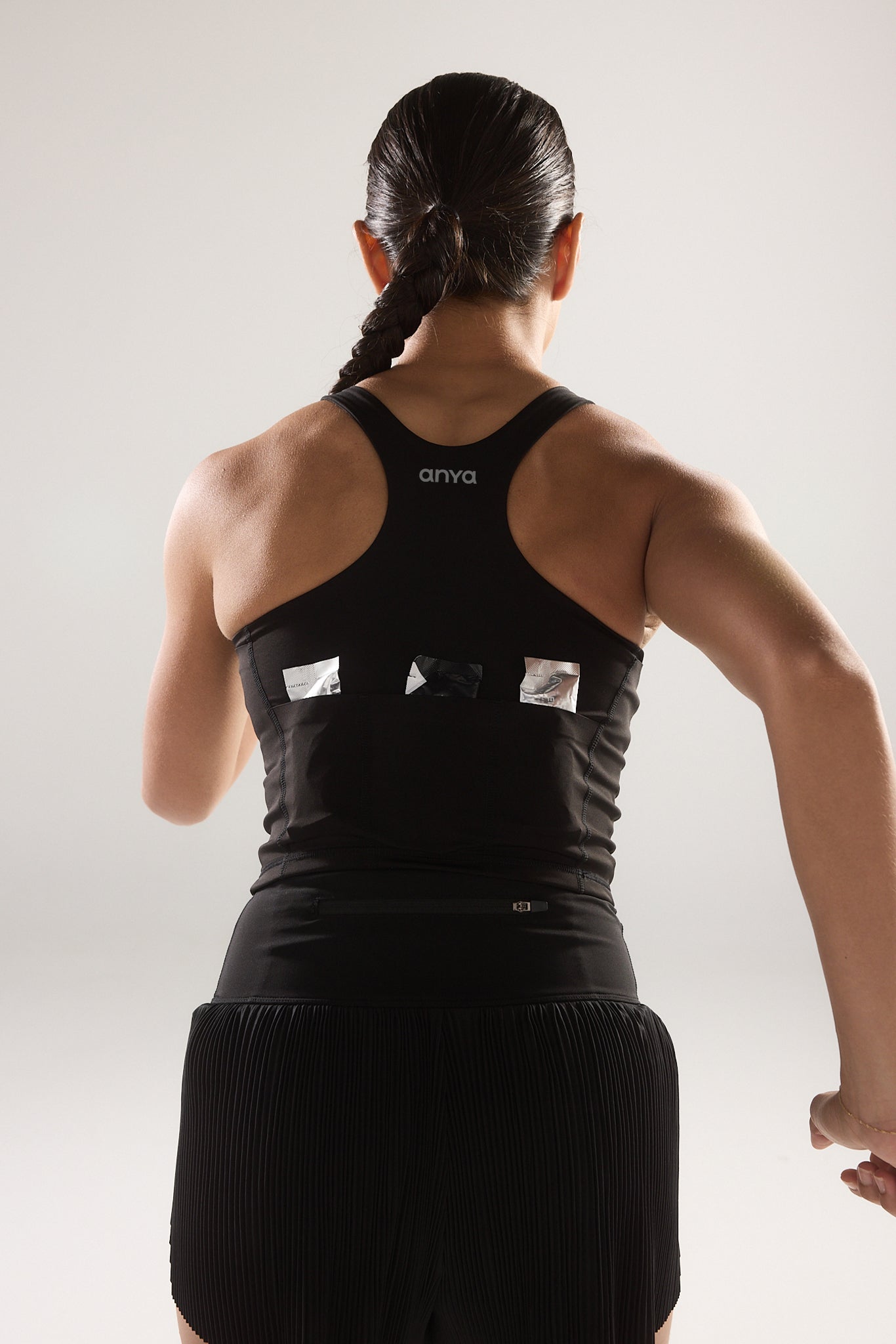 Race Day High Neck Crop in Black Sesame