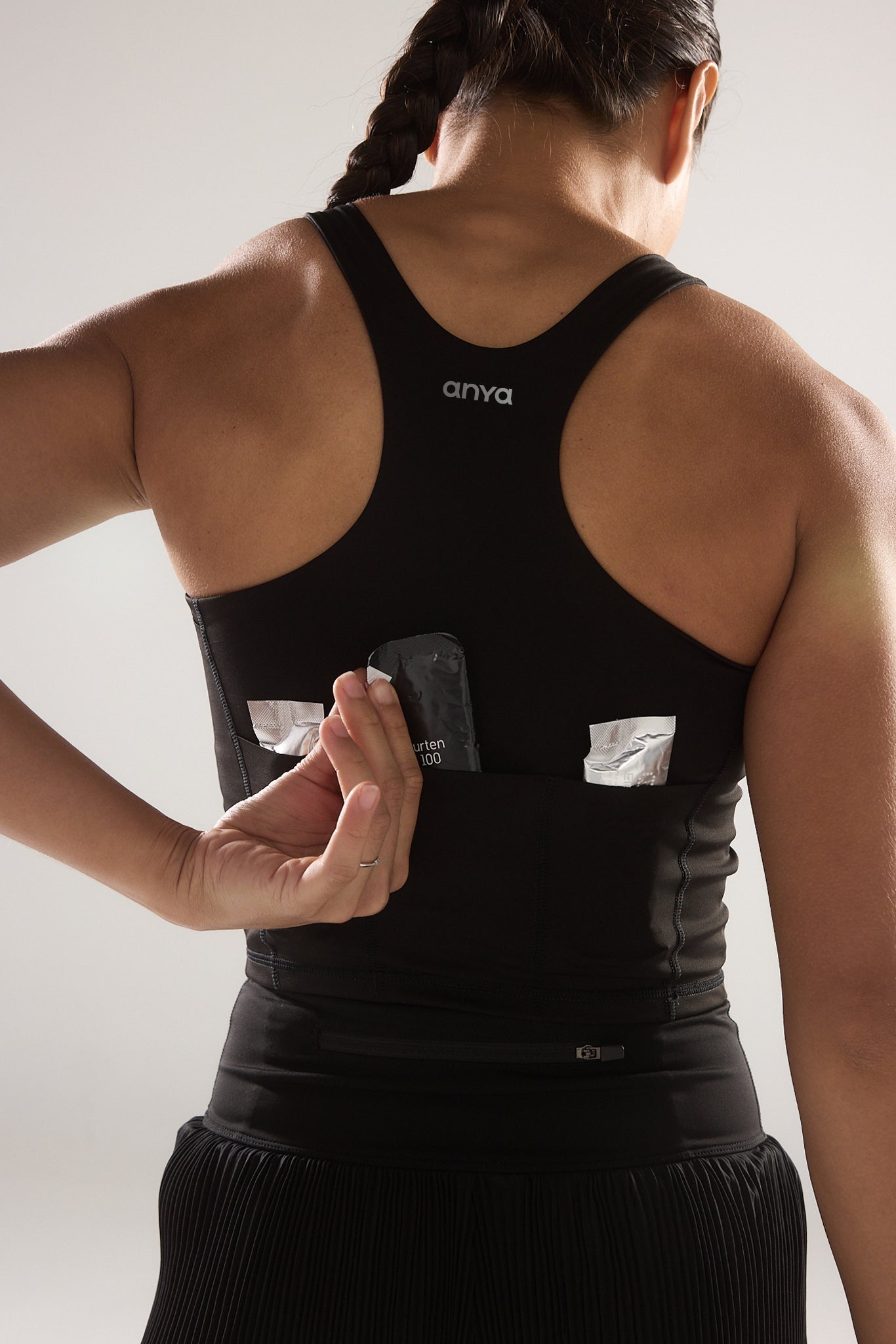 Race Day High Neck Crop in Black Sesame