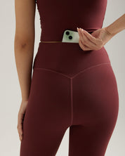 V Leggings (Full 24") in Dark Cherry