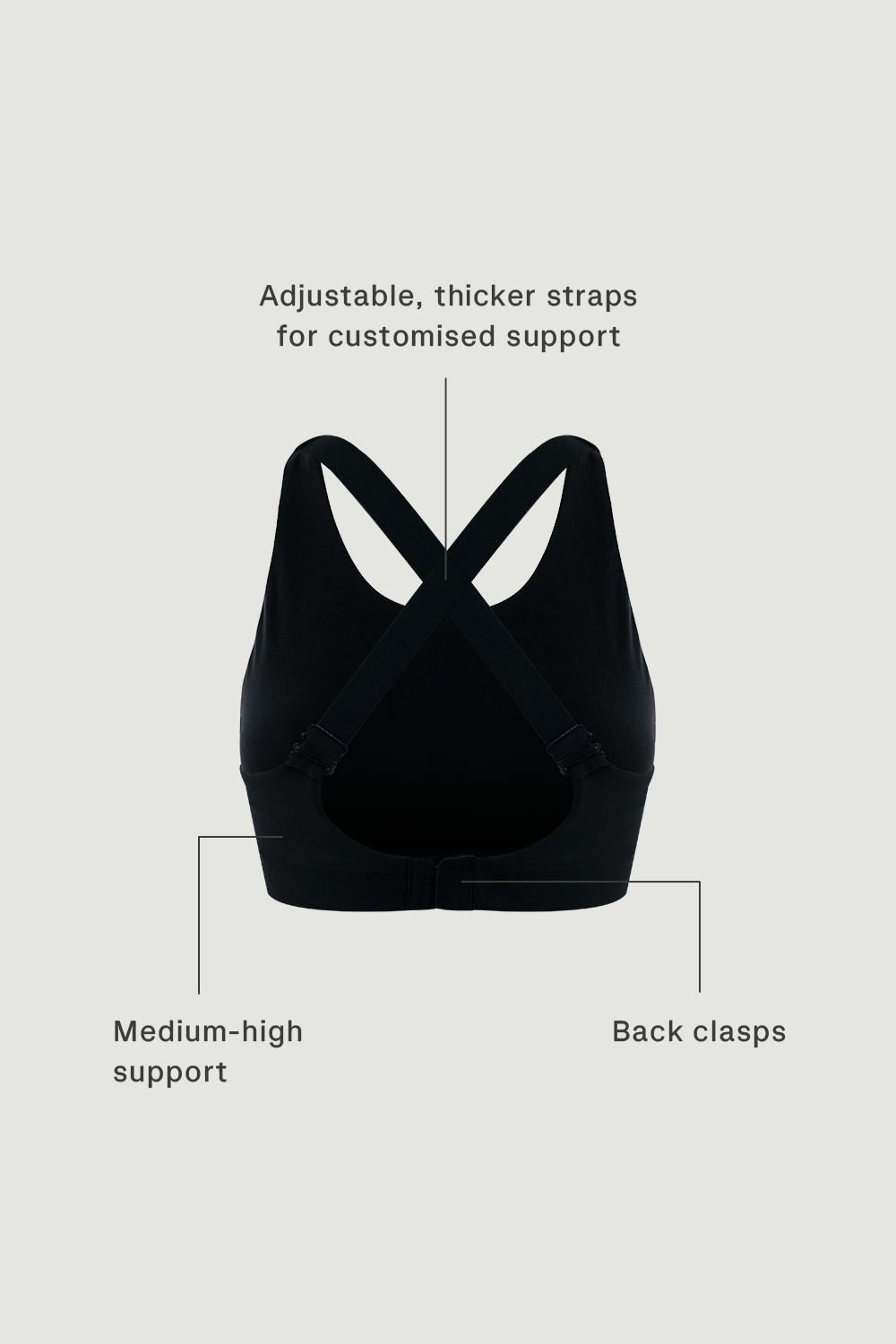 Back clasp sports bra sales