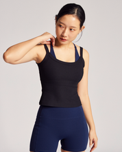 Freeform Tank (Rib) in Black Sesame