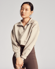 Effortless Half Zip (Crop) in Oat