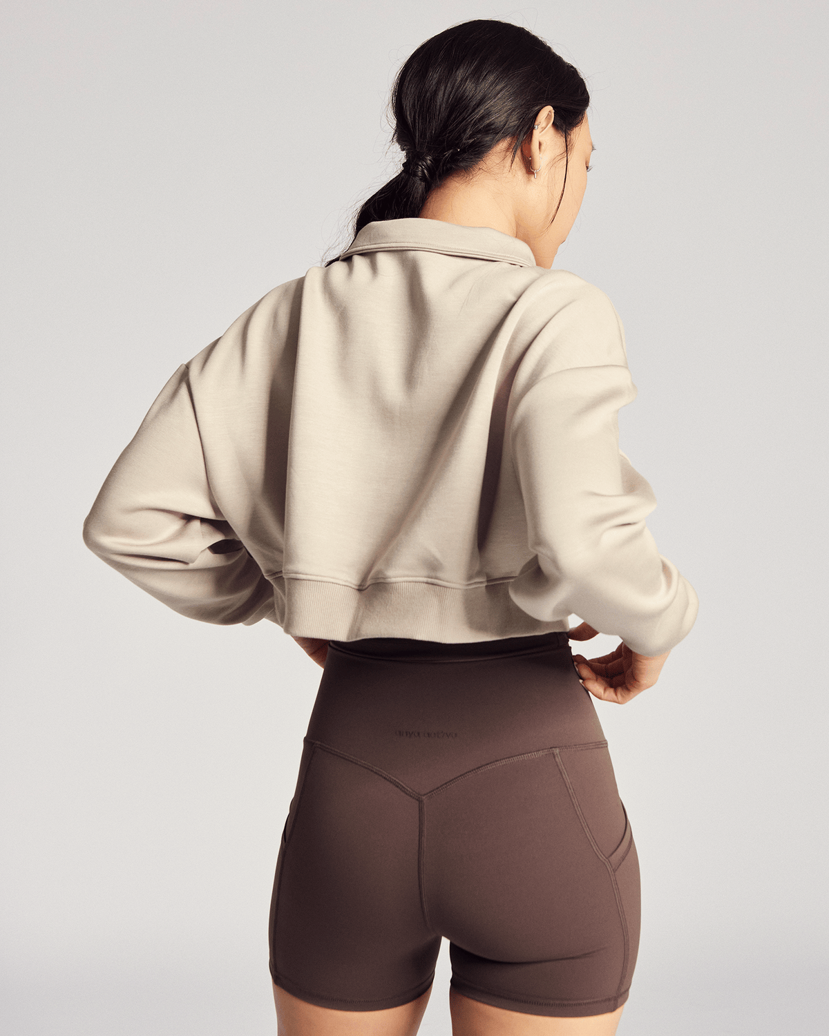 Effortless Half Zip (Crop) in Oat