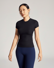 Like A Hug Tee (Rib) in Black Sesame