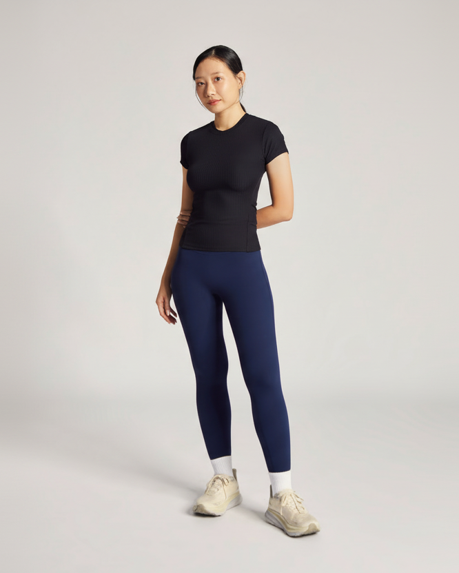 Like A Hug Tee (Rib) in Black Sesame