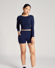 Reversible Long Sleeve Top (Rib) in Dive