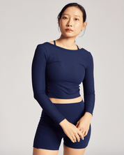 Reversible Long Sleeve Top (Rib) in Dive