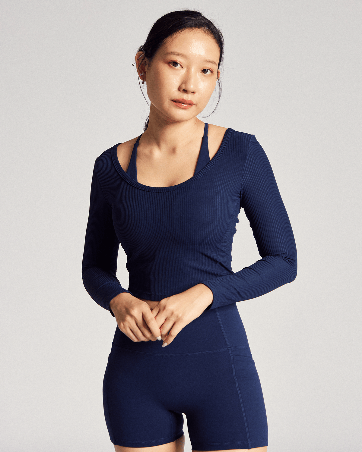 Reversible Long Sleeve Top (Rib) in Dive