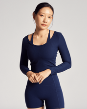 Reversible Long Sleeve Top (Rib) in Dive