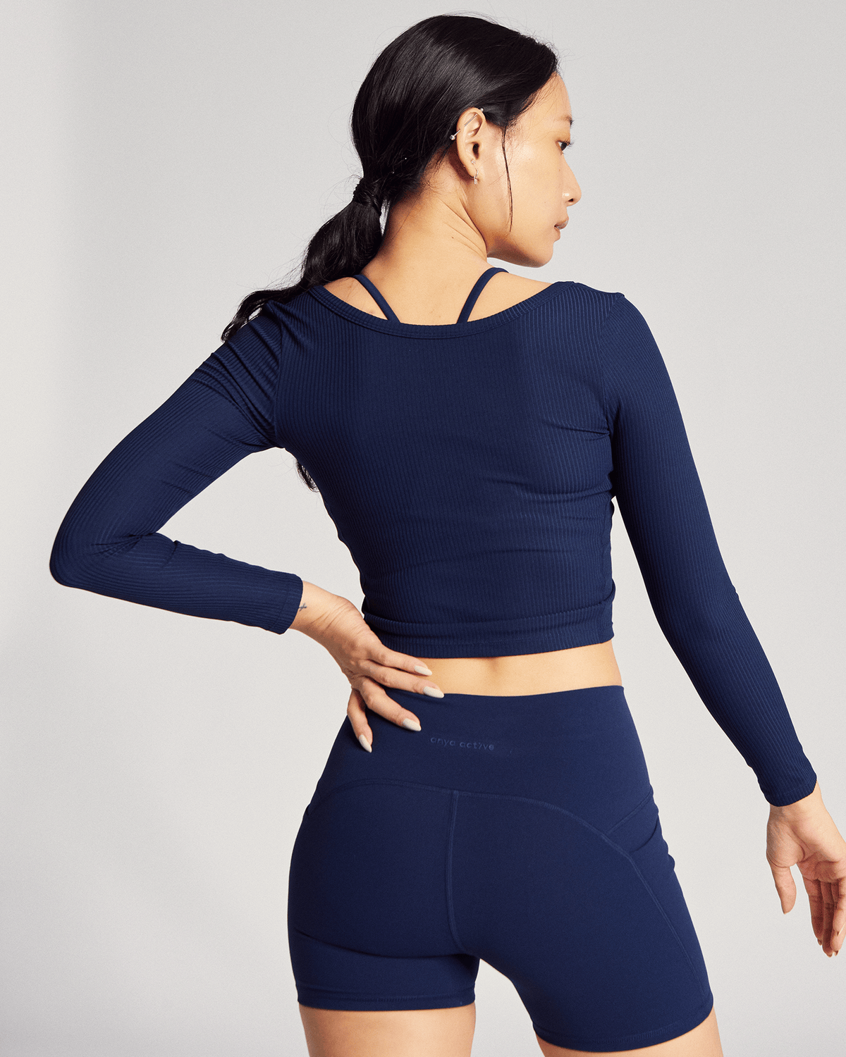 Reversible Long Sleeve Top (Rib) in Dive