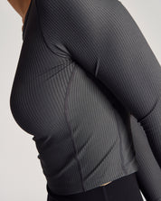 Reversible Long Sleeve Top (Rib) in Truffle