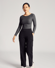Reversible Long Sleeve Top (Rib) in Truffle