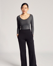 Reversible Long Sleeve Top (Rib) in Truffle