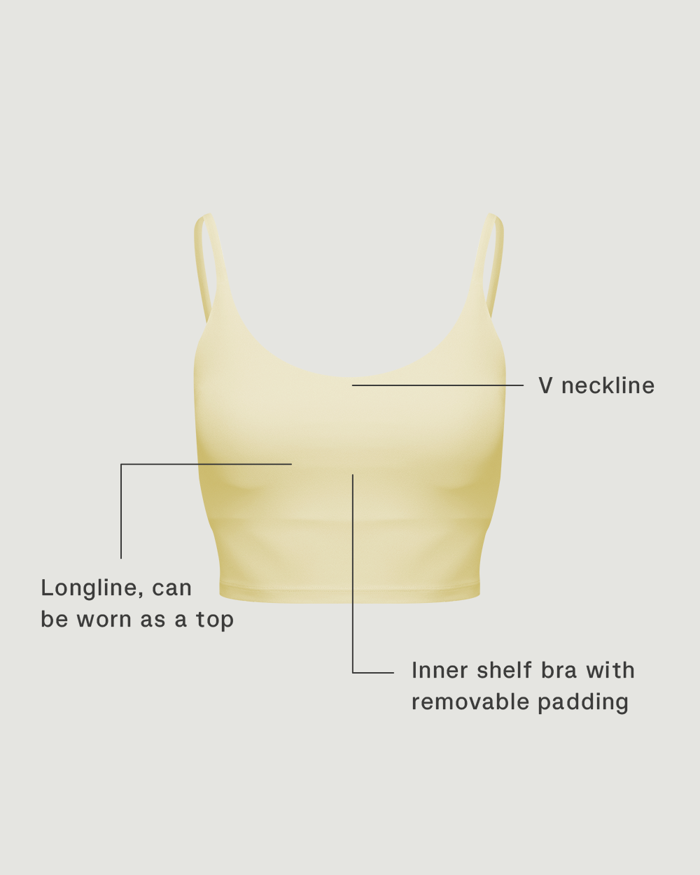 V Cami Bra in Black Sesame