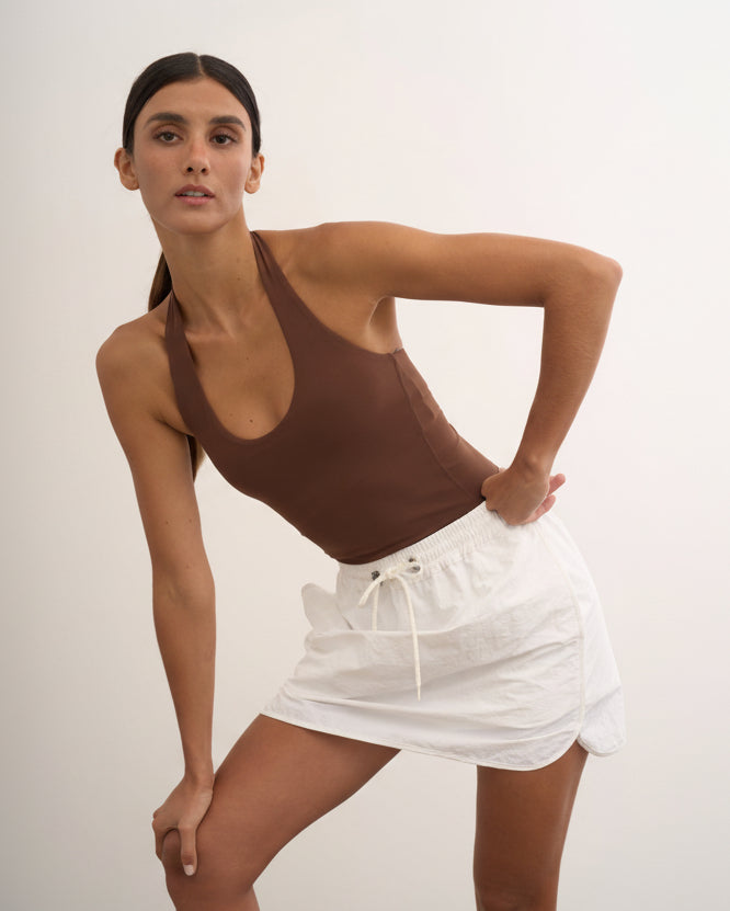 Halter Longline Bra in Chocolate