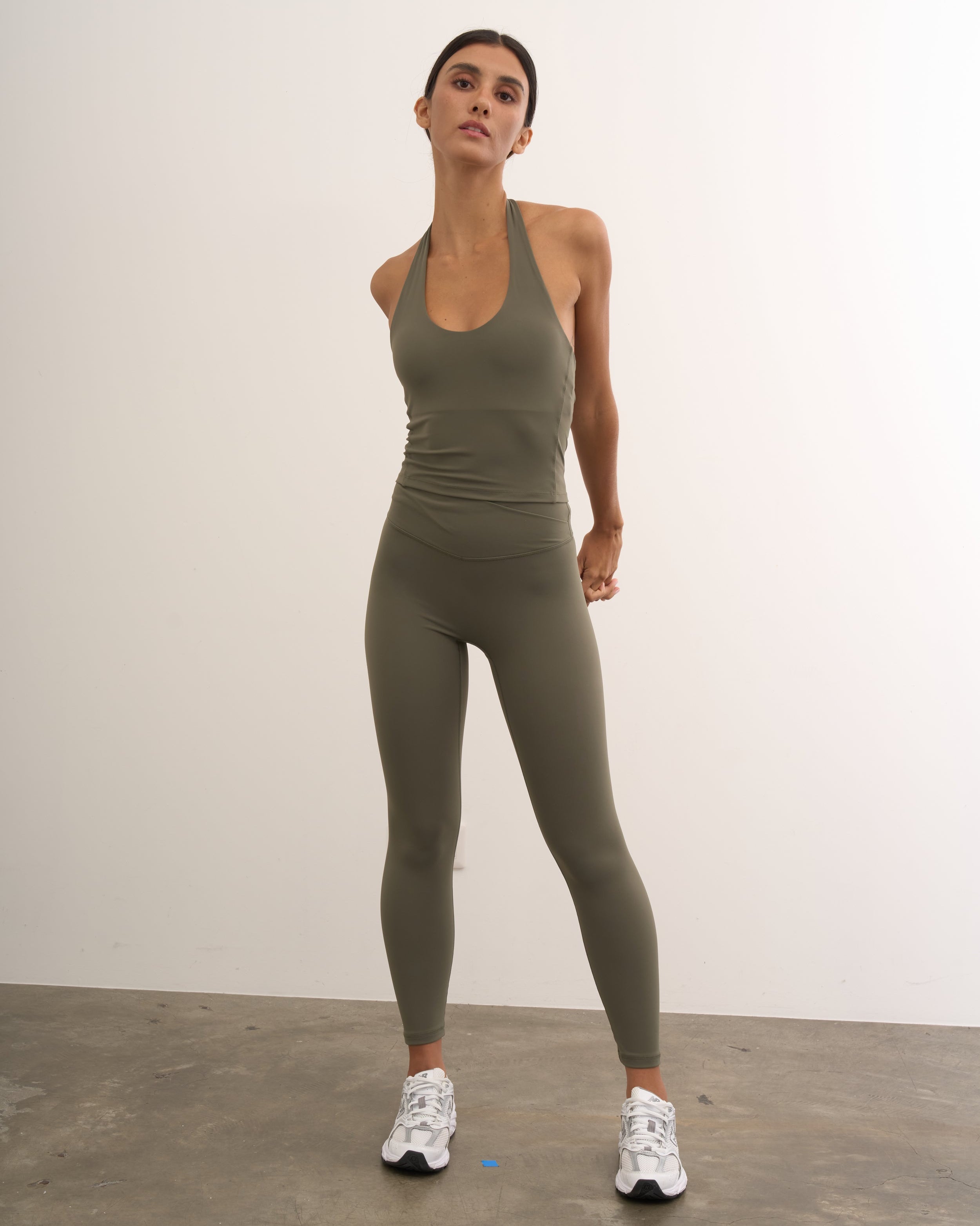 Halter Longline Bra in Avocado