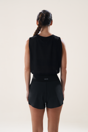 Boxy Muscle Tank in Black Sesame