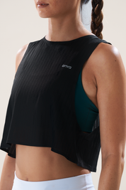 Easy Run Crop Tank in Black Sesame