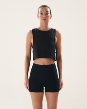 Easy Run Crop Tank in Black Sesame